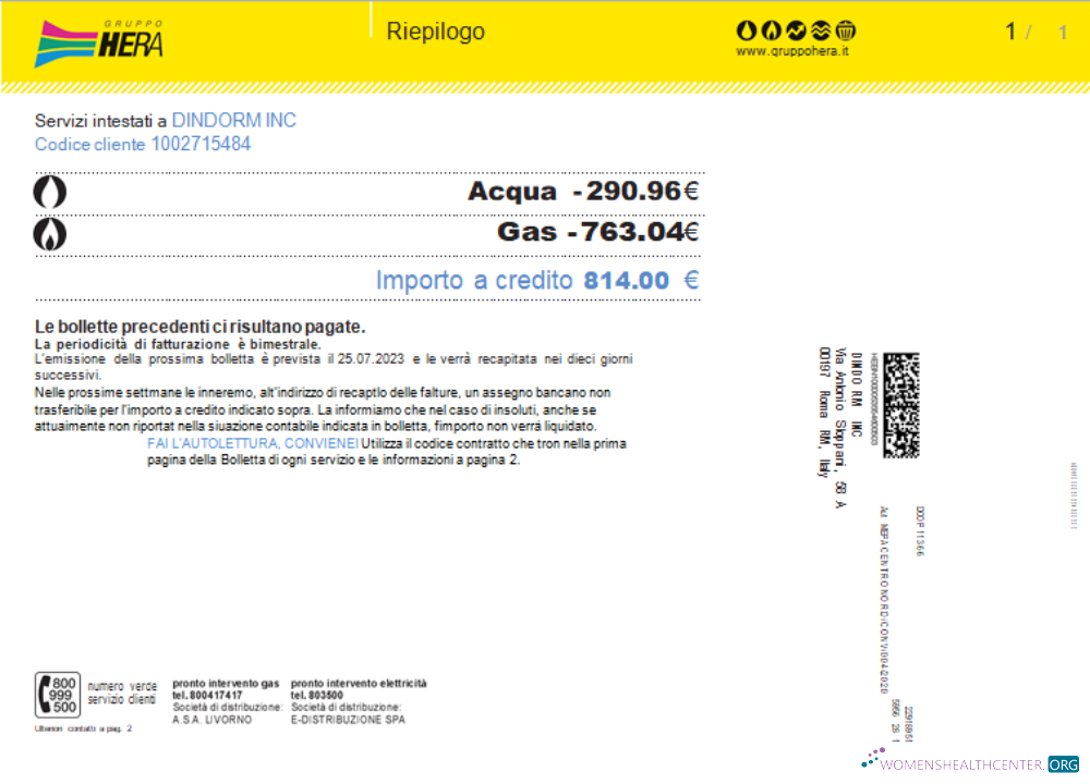 Download Gruppo Hera utility business bill, SCR Photoshop template